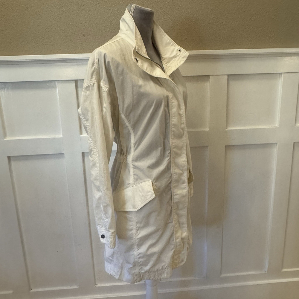 Athleta Vista Drawstring Jacket Size:XS Cotton Short Trench ChoreCoat Cream